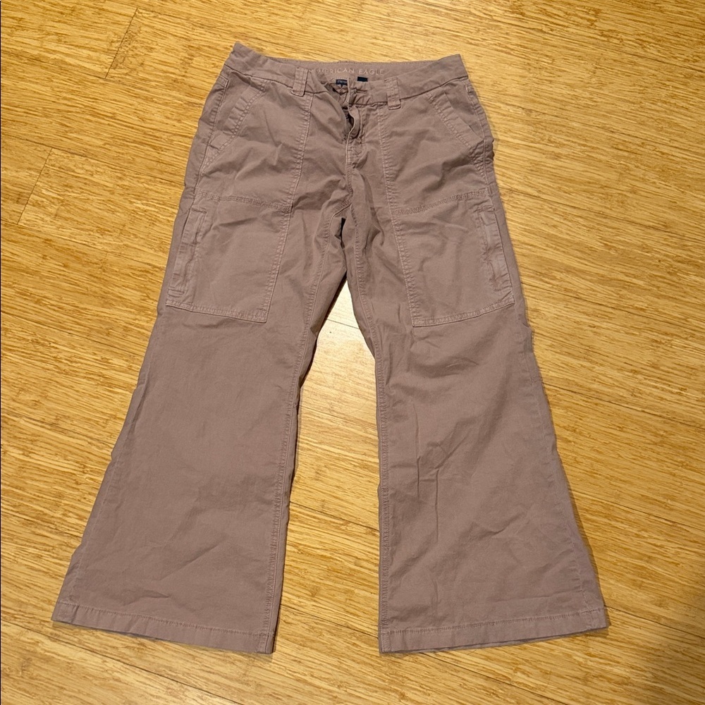 American Eagle Wide-Leg Cargo Pants in light pink